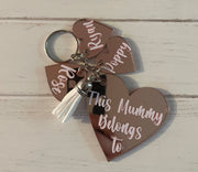 Personalised heart Keyring, Mother's Day Gift, Grandma Nana Nanny Mummy Mom Gift, Grandma Birthday Gift, Gift for Her, Personalised Gift