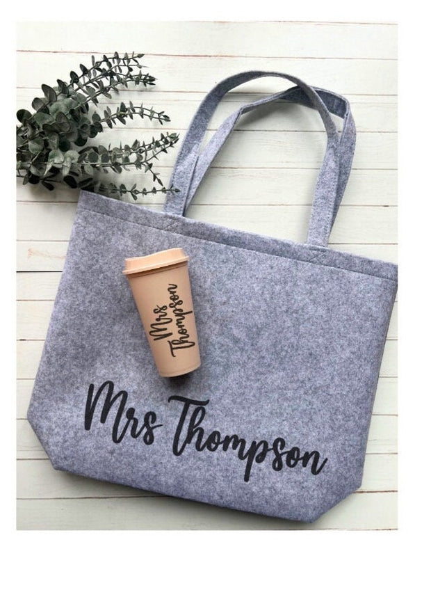 Personalised Bag and Coffee Cup
