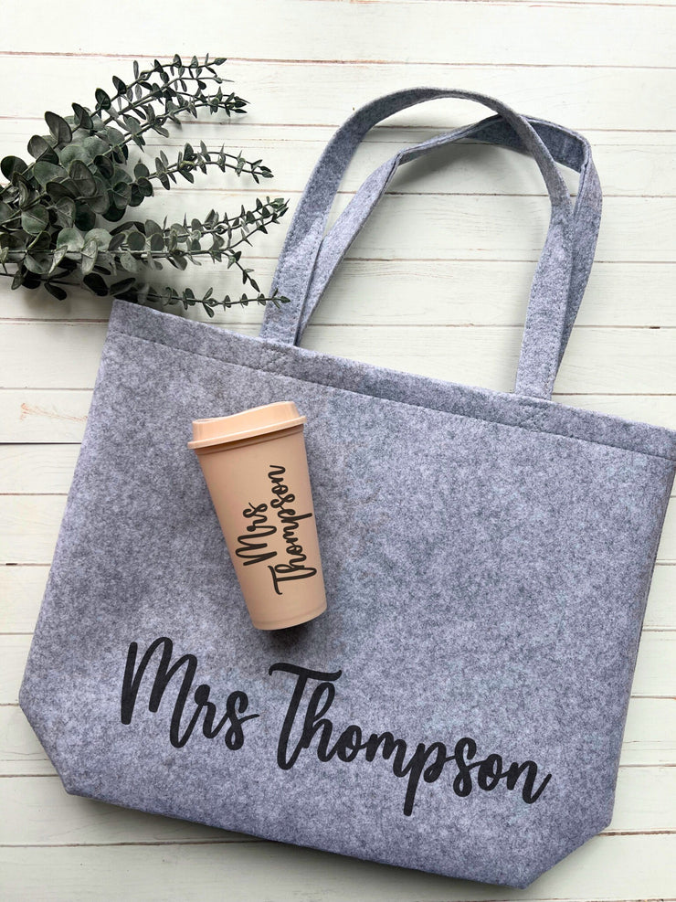 Personalised Bag and Coffee Cup