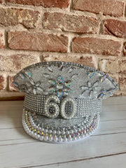 Silver Birthday Rhinestone Captain Hat