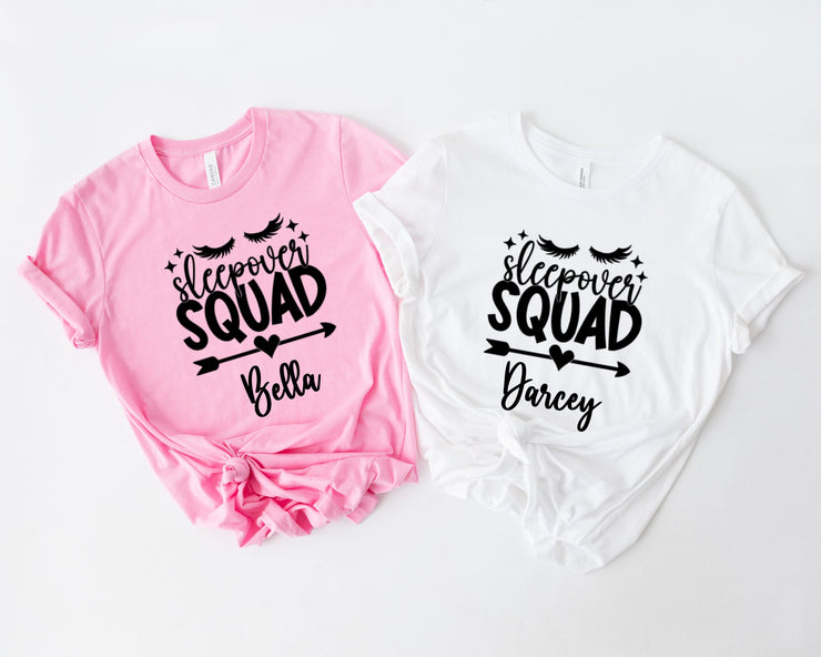 Sleepover Party T-Shirt, Slumber Party Favours, Sleepover Squad, Custom T-shirt