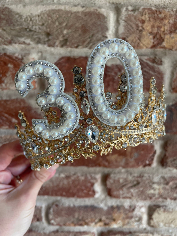 Gold Birthday Rhinestone Tiara