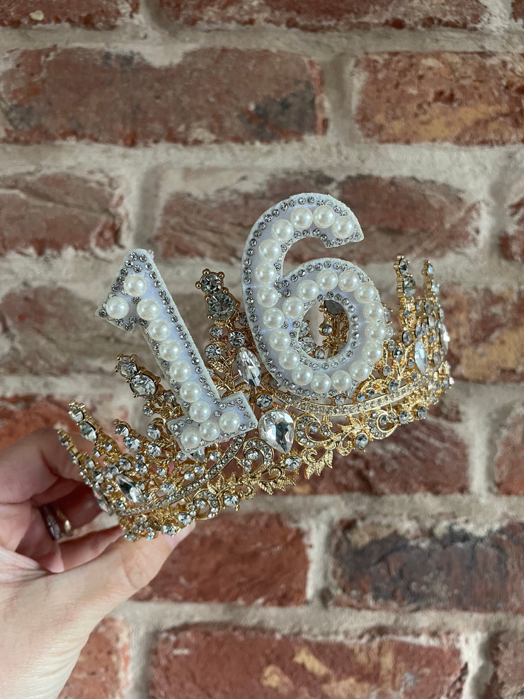 Gold Birthday Rhinestone Tiara