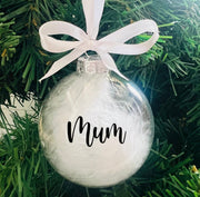 Personalised Feather Memorial Christmas Bauble
