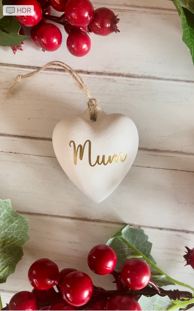 Personalised Ceramic Heart Christmas Bauble