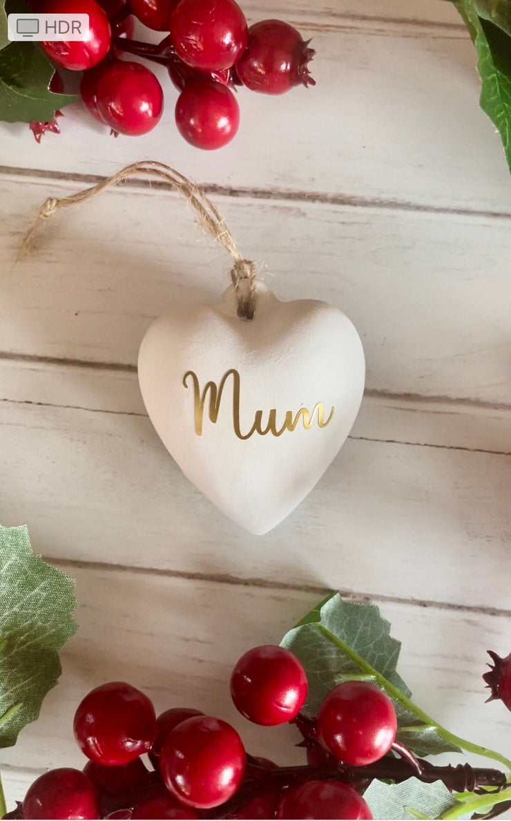 Personalised Ceramic Heart Christmas Bauble