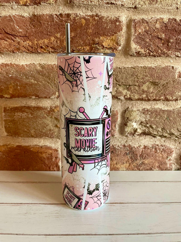 Horror Movie Tumbler Cup, Travel Cup, Scary Movie Mug, Coffee Cup with lid, Fall Tumbler, Horror Movie Gift, Halloween Tumbler