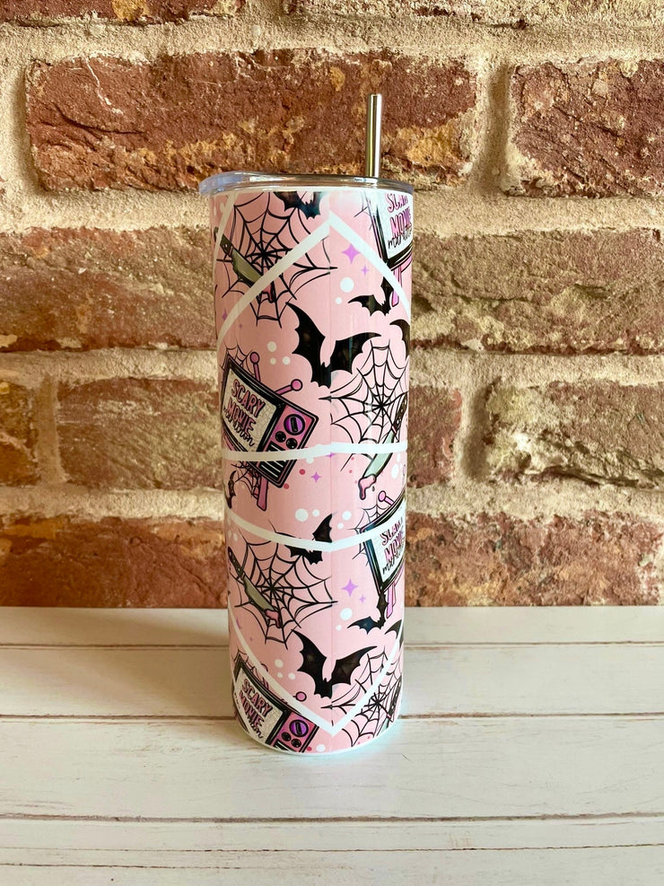 Horror Movie Tumbler Cup, Travel Cup, Scary Movie Mug, Coffee Cup with lid, Fall Tumbler, Horror Movie Gift, Halloween Tumbler