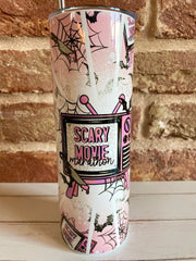 Horror Movie Tumbler Cup, Travel Cup, Scary Movie Mug, Coffee Cup with lid, Fall Tumbler, Horror Movie Gift, Halloween Tumbler