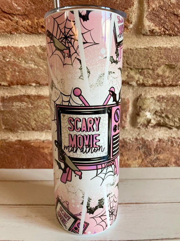 Horror Movie Tumbler Cup, Travel Cup, Scary Movie Mug, Coffee Cup with lid, Fall Tumbler, Horror Movie Gift, Halloween Tumbler