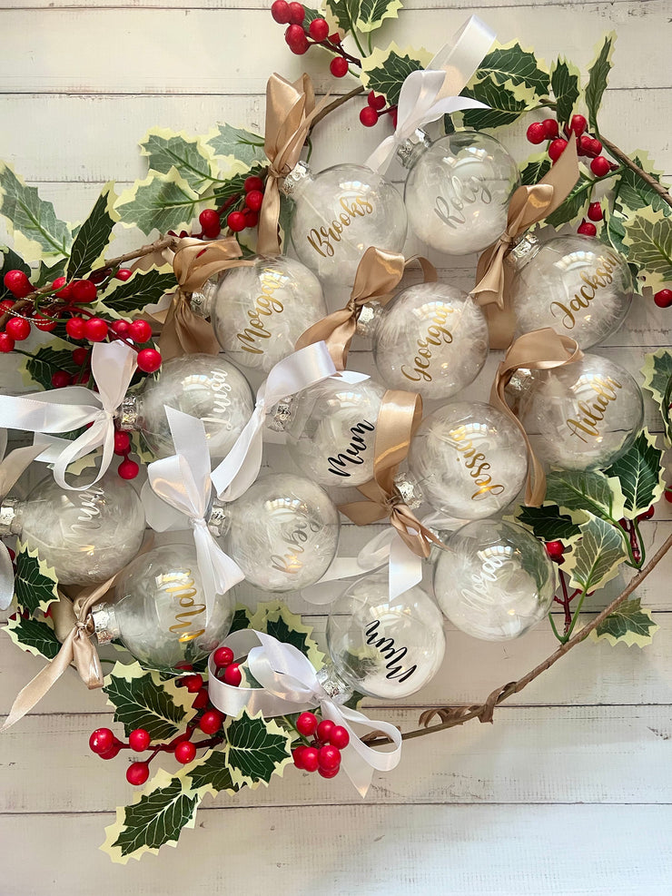 Personalised Feather Memorial Christmas Bauble