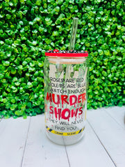 True Crime Jewelled Bamboo Lid Glass Tumbler with Straw