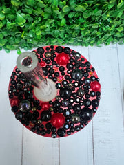 True Crime Jewelled Bamboo Lid Glass Tumbler with Straw