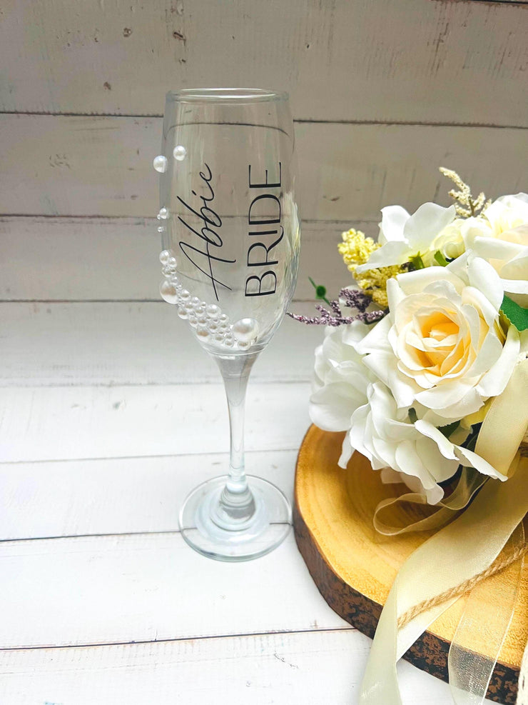 Personalised Bride Champagne Flute, bride to be gift, bride glass, champagne flute, hen do gift, bridal shower gift, Wedding party gift