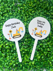 Personalised Construction Cake Topper, Construction Decorations, Tractor Party, Builder Party, Digger themed Party, Boys Birthday Party