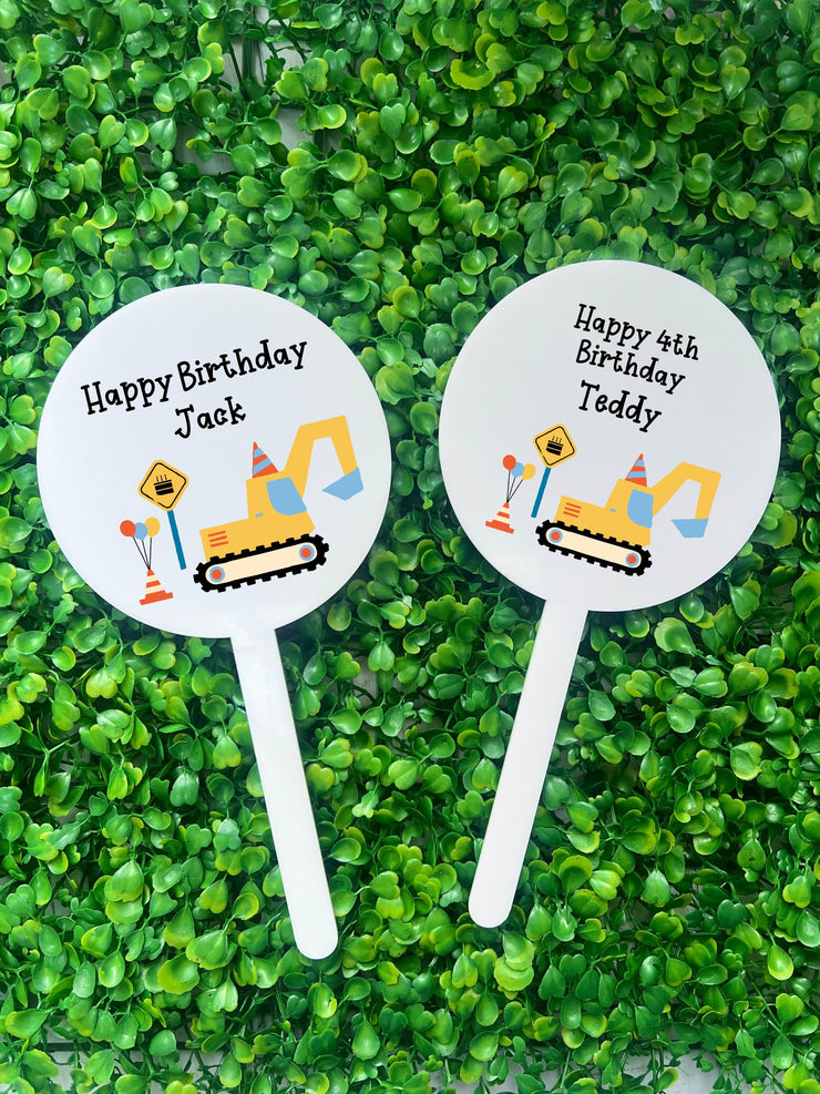 Personalised Construction Cake Topper, Construction Decorations, Tractor Party, Builder Party, Digger themed Party, Boys Birthday Party