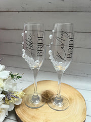 Personalised Bride Champagne Flute, bride to be gift, bride glass, champagne flute, hen do gift, bridal shower gift, Wedding party gift