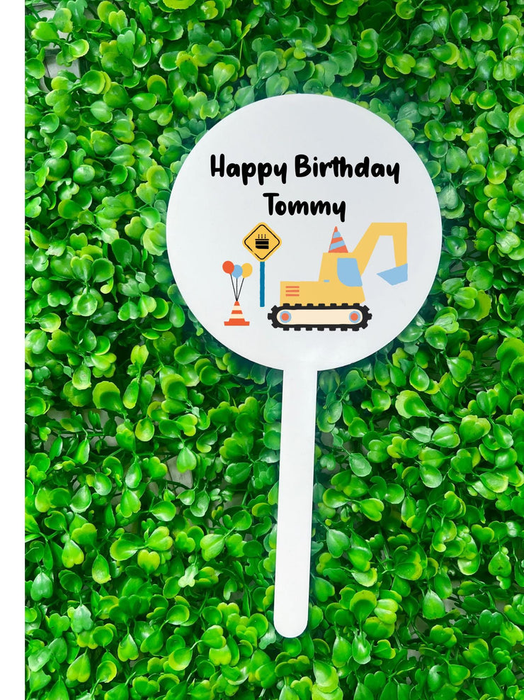 Personalised Construction Cake Topper, Construction Decorations, Tractor Party, Builder Party, Digger themed Party, Boys Birthday Party
