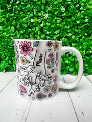 Personalised Mothers Day Mug, Mum Birthday Gift, 3D Effect design, Nanny Mug, Nana Mug, Grandma Mug, Mum Mug, Custom Mug