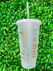 Personalised Bride Name Pearl Tumbler Cup