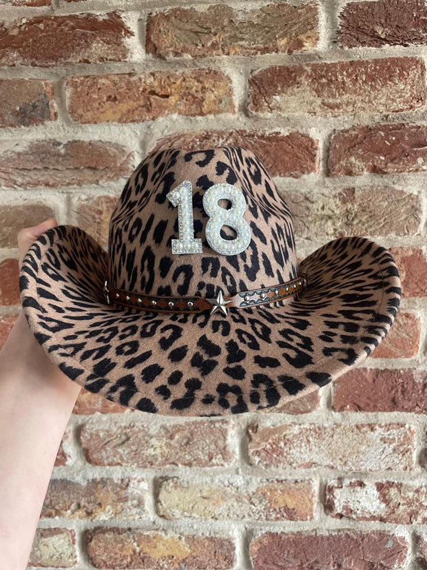 Leopard print Birthday cowboy hat