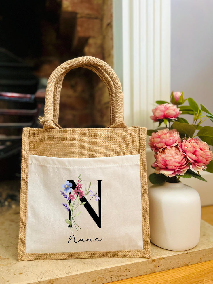 Personalised Floral Initial Bag
