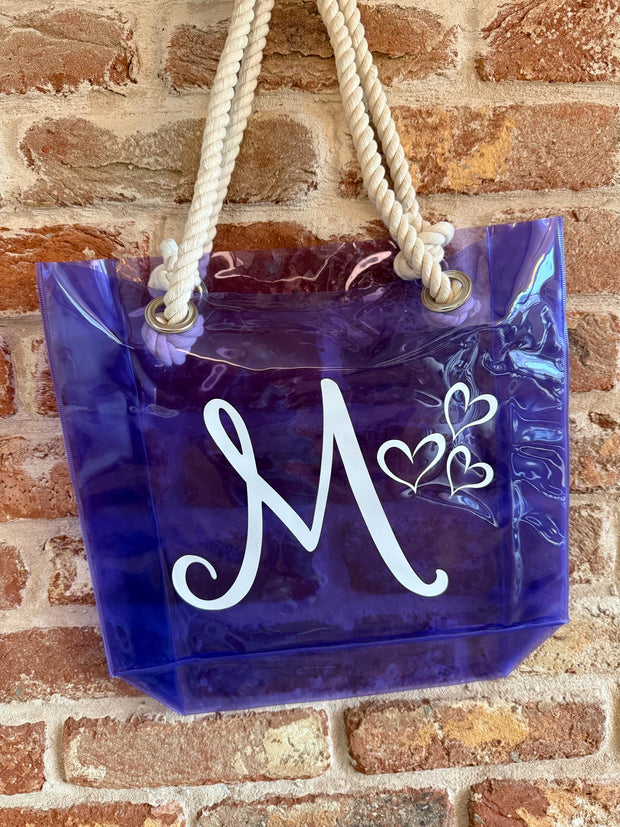 Personalised transparent tote bag, Holiday Bag, Vacation Bag, Beach bag, Custom name tote bag, Bridesmaid bag, pool bag, swim bag
