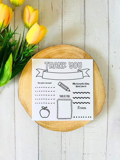 Colour In Thank you Teacher Card