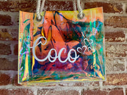 Personalised transparent tote bag, Holiday Bag, Vacation Bag, Beach bag, Custom name tote bag, Bridesmaid bag, pool bag, swim bag