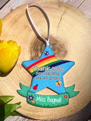Personalised Thank you for Helping Me Grow Teacher Star Ornament