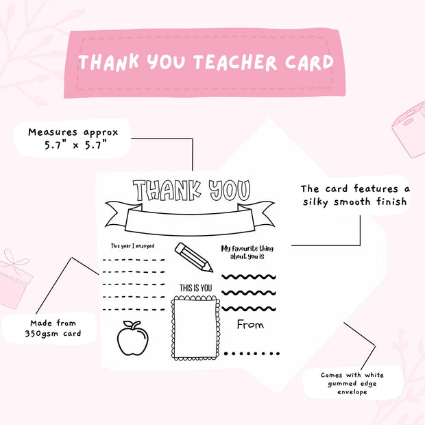 Colour In Thank you Teacher Card