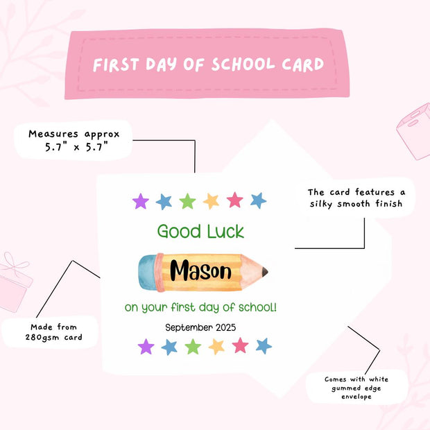 Personalised First Day of School Good Luck Card