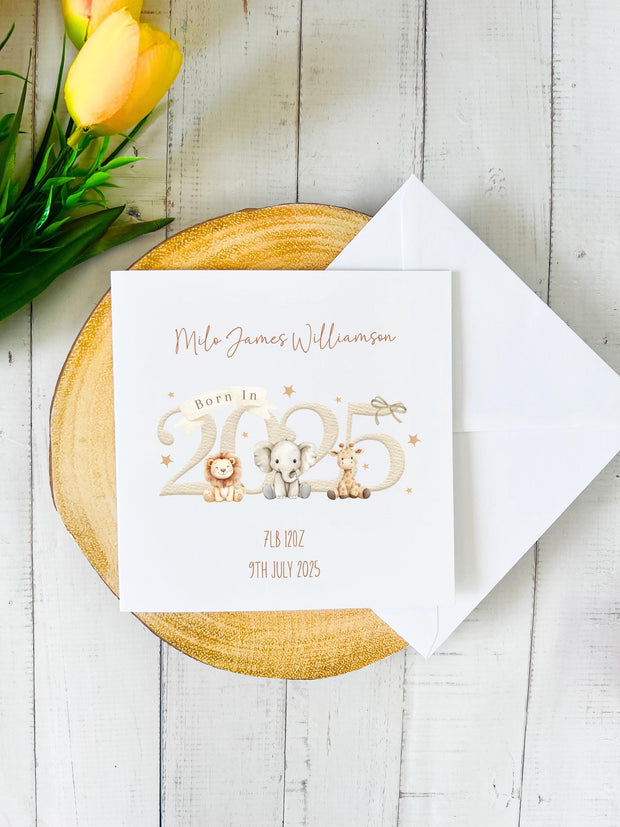 Peronalised Born in 2025 New Baby Card