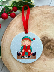 Personalised Elf Christmas Bauble