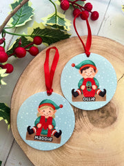 Personalised Elf Christmas Bauble