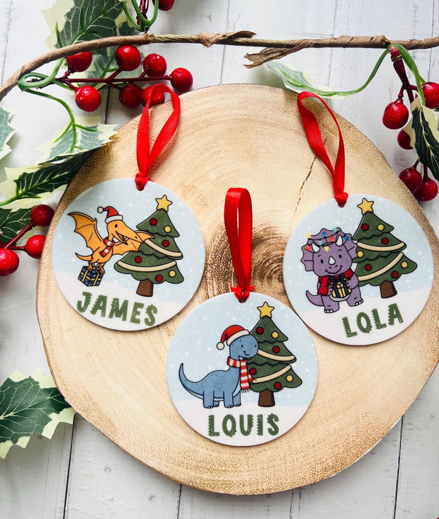 Personalised Dinosaur Christmas Bauble
