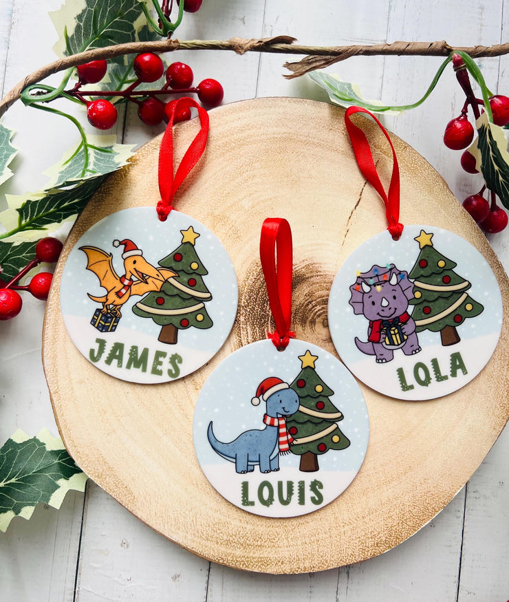 Personalised Dinosaur Christmas Bauble