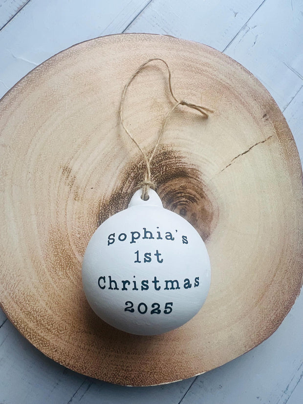 Personalised Ceramic First Christmas Bauble