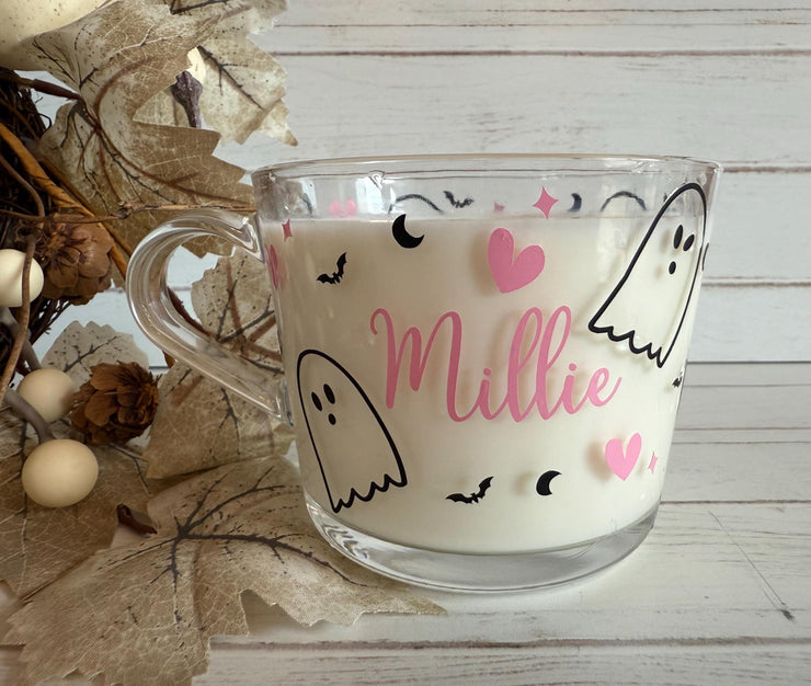 Personalised Halloween mug, tea cup, personalised Gift, ghost Mug, Halloween Coffee Cup, Halloween gift, glass mug, horror gift, Halloween