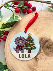 Personalised Dinosaur Christmas Bauble
