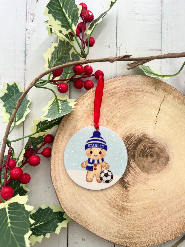 Personalised Football Gingerbread Christmas Bauble