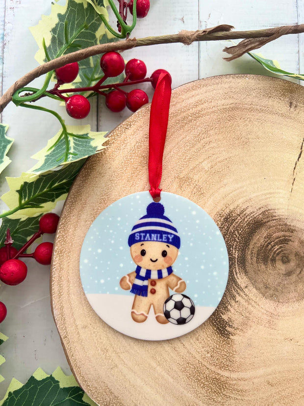 Personalised Football Gingerbread Christmas Bauble