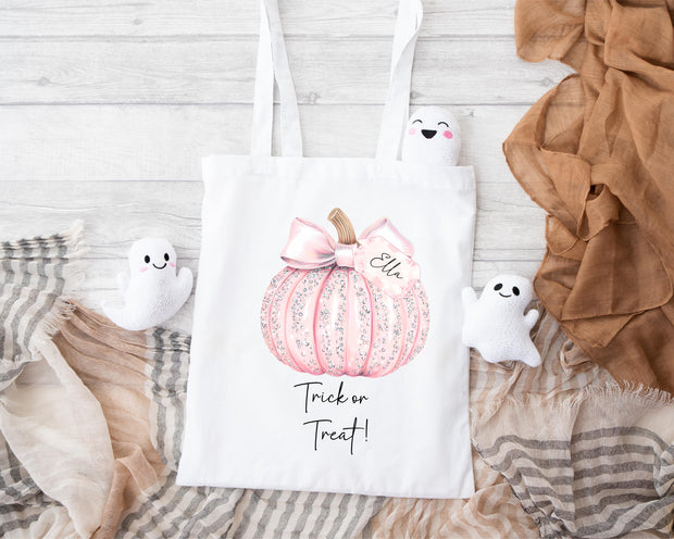 Personalised Pumpkin Trick or Treat Tote Bag