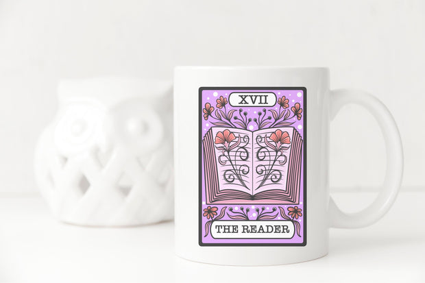 The Reader tarot card mug, book lover gift, book club gift, coffee cup, Book themed gift, gift for her