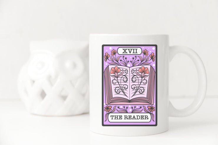 The Reader tarot card mug, book lover gift, book club gift, coffee cup, Book themed gift, gift for her