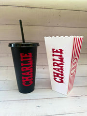 Horror Movie Personalised Tumbler, Horror Movie Popcorn Box, Horror Movie Gift, Halloween Tumbler, Horror Movie Cold Cup, Movie Snack Tub