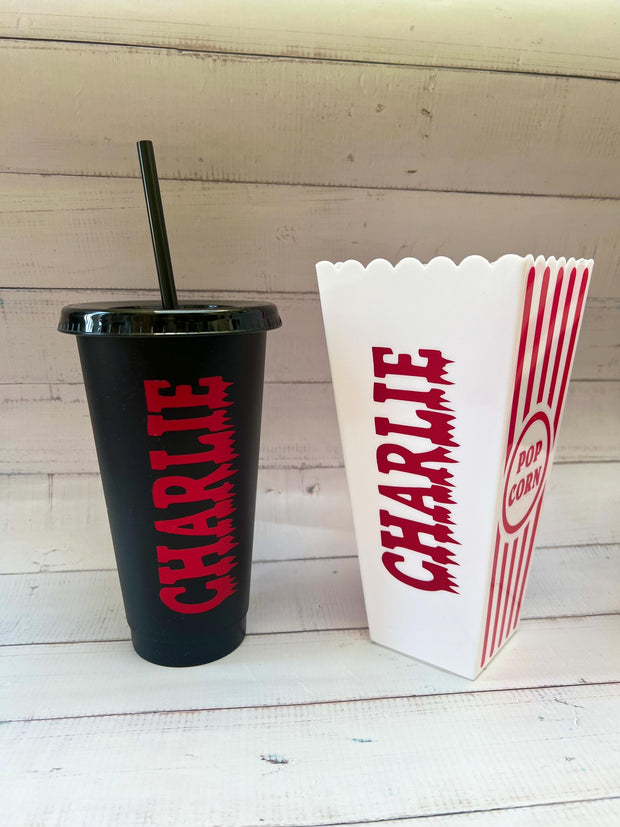 Horror Movie Personalised Tumbler, Horror Movie Popcorn Box, Horror Movie Gift, Halloween Tumbler, Horror Movie Cold Cup, Movie Snack Tub
