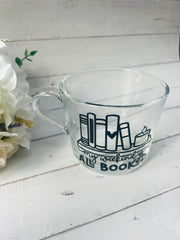 Book Lover Glass Mug, Book Lover Gift, Gift for her, Birthday Gift, Gift for Mum, All Booked Up, Coffee Cup