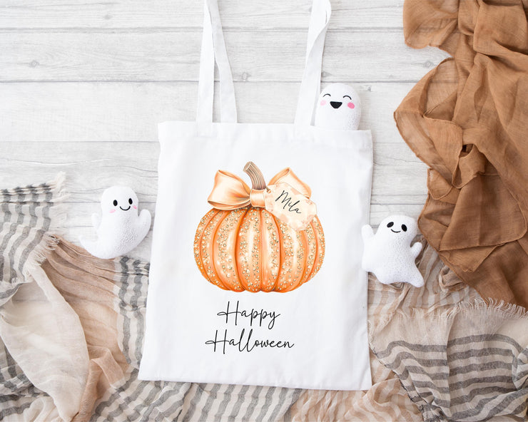 Personalised Pumpkin Trick or Treat Tote Bag