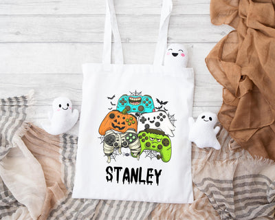 Personalised Gamer Halloween Trick or Treat Tote Bag